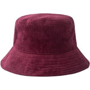 Corduroy Bucket Unisex Hat in Burgundy